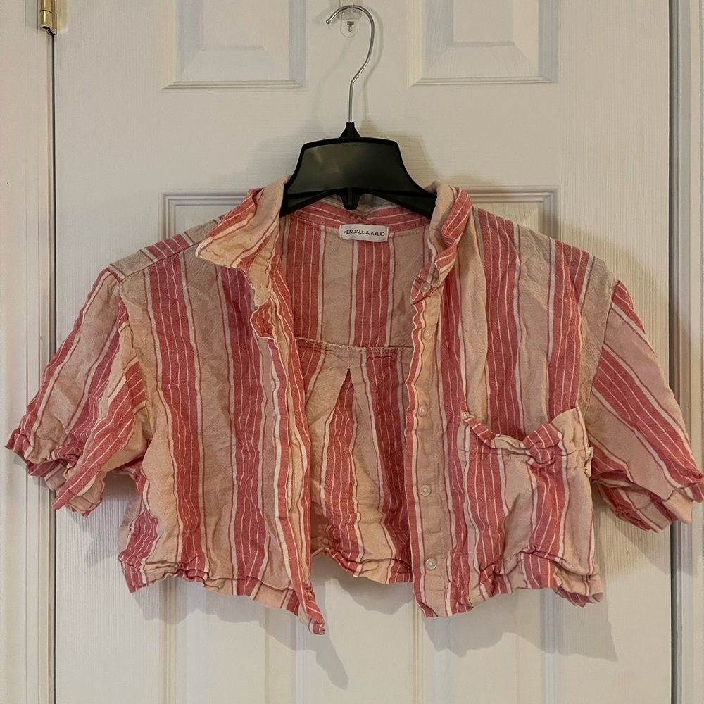 Striped Cropped Button Up